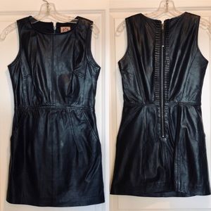 Juicy Couture black leather mini dress w/pockets